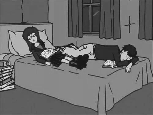 Couple in bed cartoon