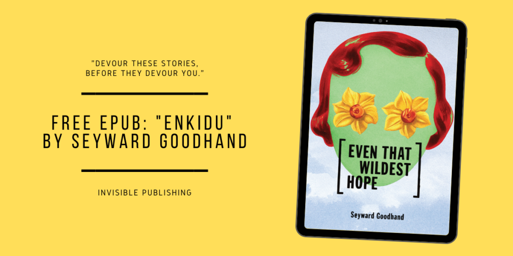 Book cover for Even That Wildest Hope displayed on a tablet, alongside a note announcing a free story download.